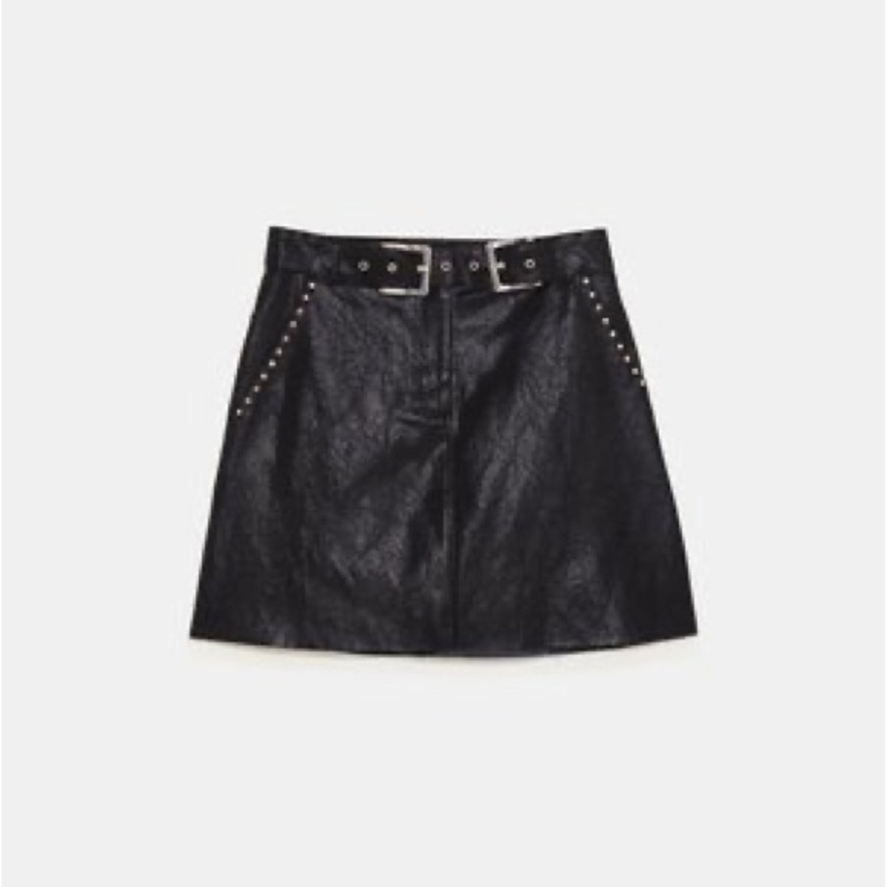 Zara studded faux leather mini skirt